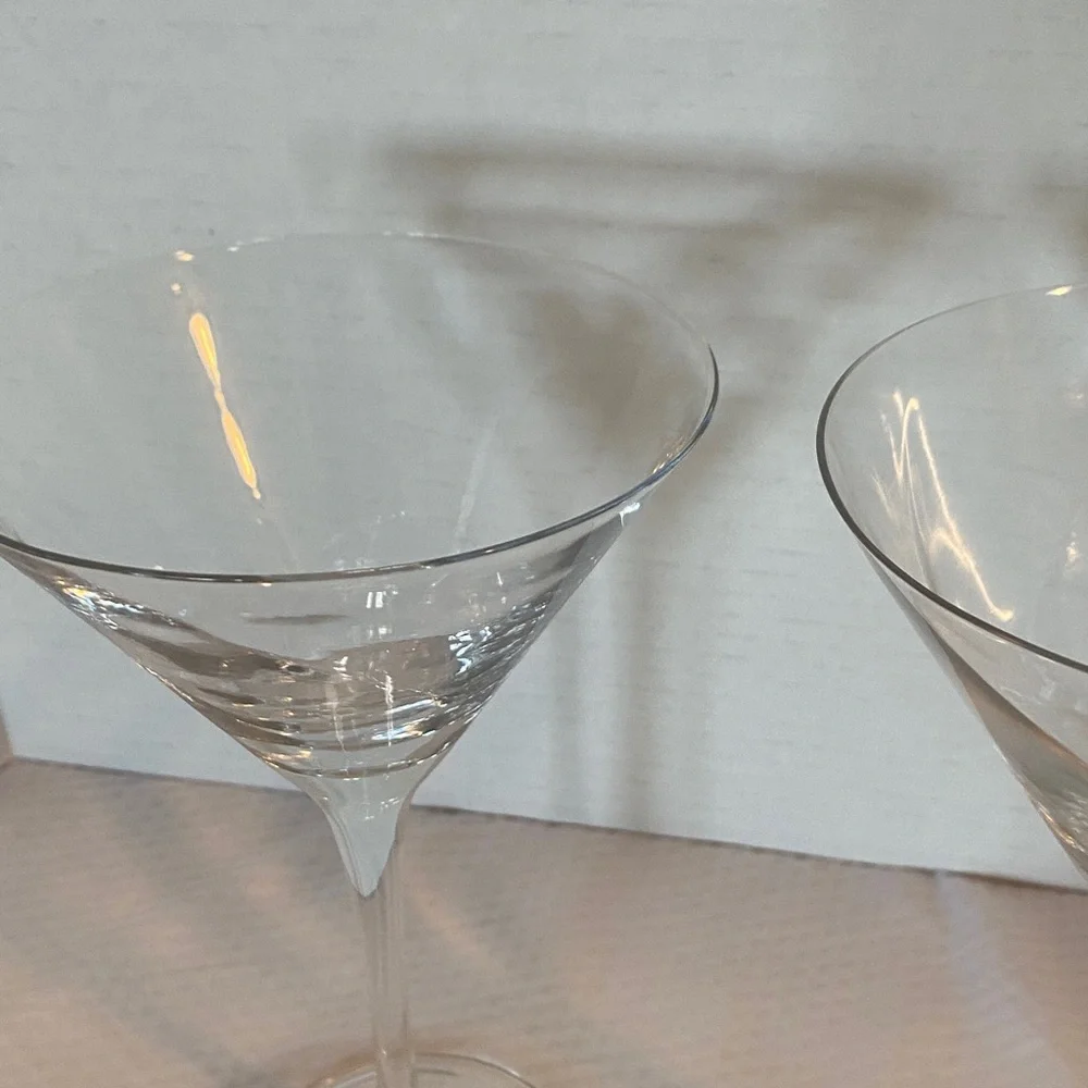 Pier 1 Elegant Clear Swirl Martini Glasses Set